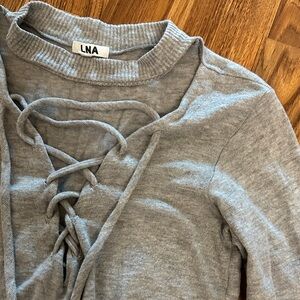 LNA Light Gray Lace-Up Sweatshirt